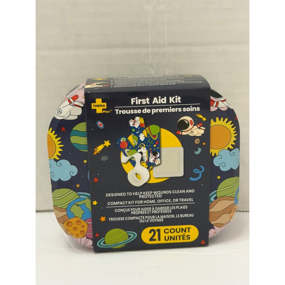 Thera Plus First Aid Kit 21 Count Outer Space Astronaut Tin Travel Size New
